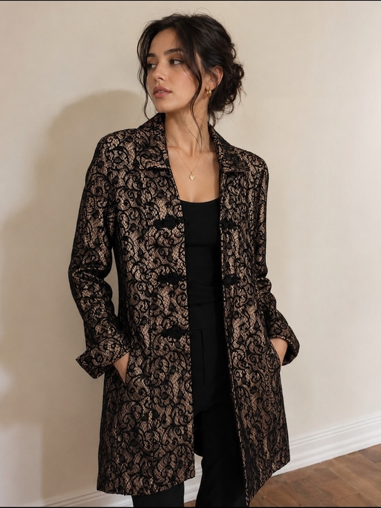 Joseph Ribkoff Jackets & Blazers - Joseph Ribkoff Black Lace Overlay with Gold Underlayer